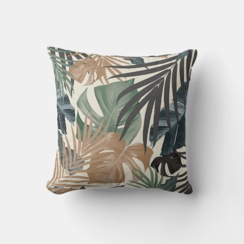 Tropical Jungle Leaves Pattern 13a Throw Pillow