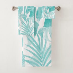 Tropical Jungle Leaves Pattern #15 #tropical #art Bath Towel Set