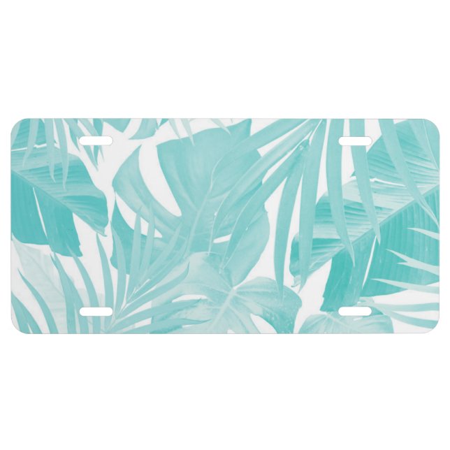 Tropical Jungle Leaves Pattern #15 #tropical #art  License Plate (Front)