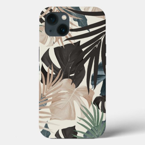 Tropical Jungle Leaves Pattern 20 Fall Colors iPhone 13 Case