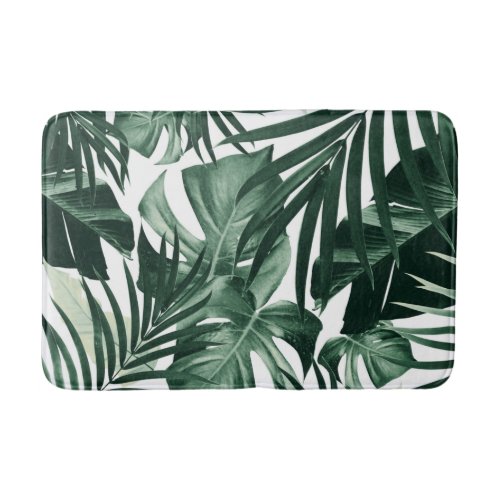 Tropical Jungle Leaves Pattern 4 Bath Mat