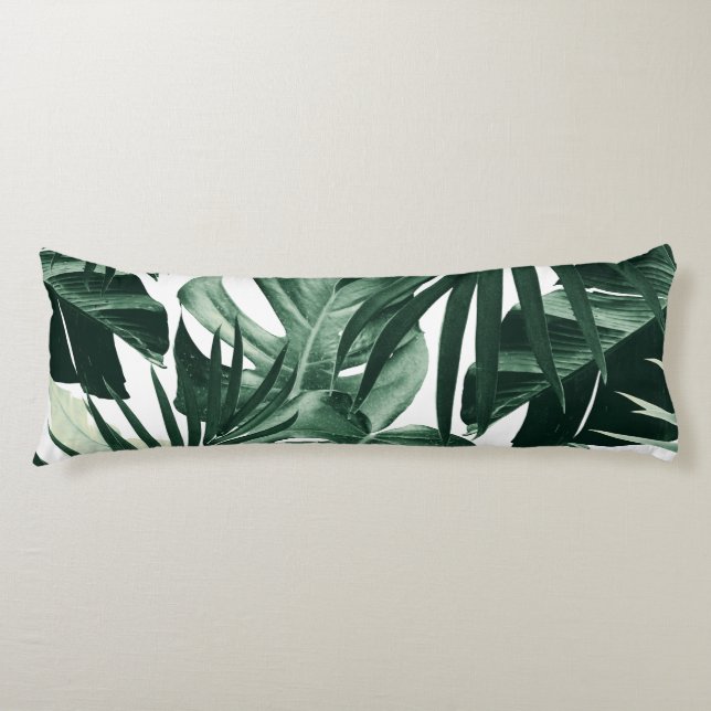 Tropical Jungle Leaves Pattern #4 Body Pillow (Front)