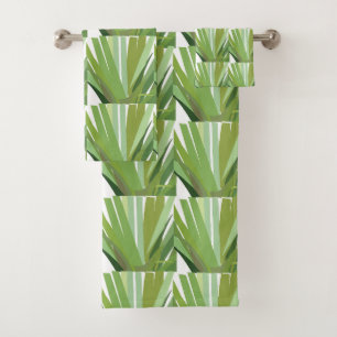 Tropical Jungle Leaves Pattern Bath Towel Set
