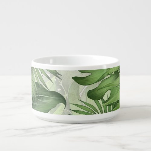 Tropical jungle leaves seamless floral background bowl