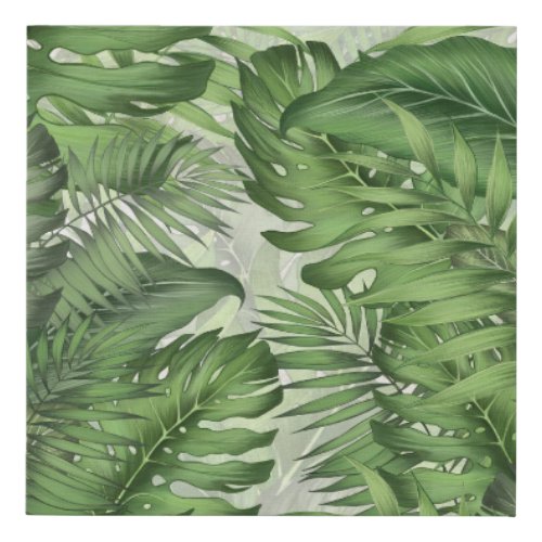Tropical jungle leaves seamless floral background faux canvas print
