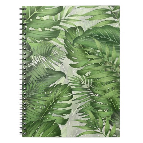Tropical jungle leaves seamless floral background notebook