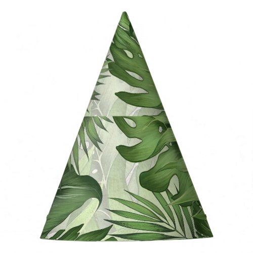 Tropical jungle leaves seamless floral background party hat