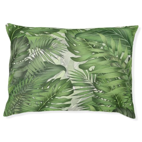 Tropical jungle leaves seamless floral background pet bed
