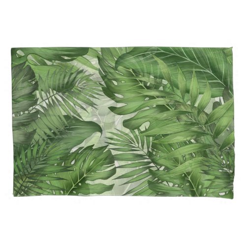 Tropical jungle leaves seamless floral background pillow case