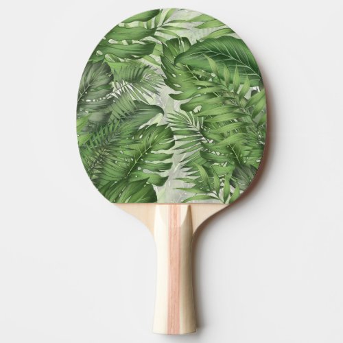 Tropical jungle leaves seamless floral background ping pong paddle
