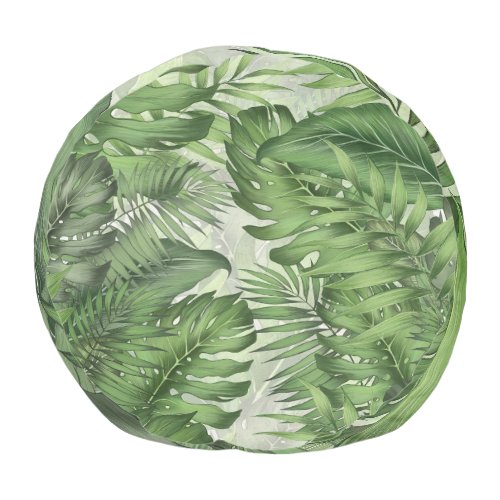 Tropical jungle leaves seamless floral background pouf