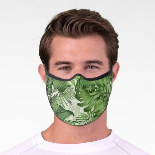 Tropical jungle leaves seamless floral background premium face mask