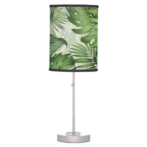 Tropical jungle leaves seamless floral background table lamp