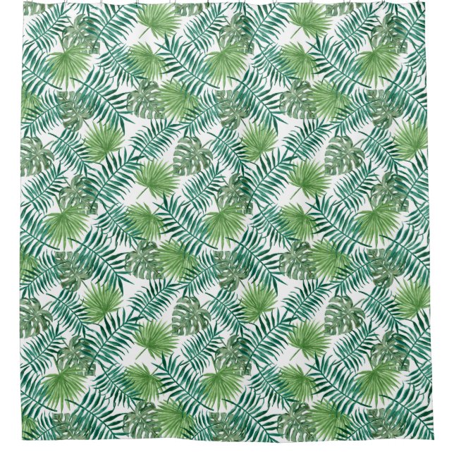 Tropical Jungle Leaves Shower Curtain (Front)