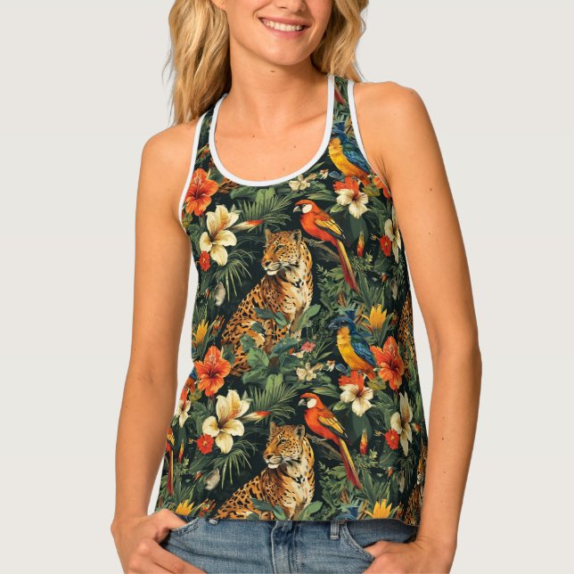 Tropical Jungle Leopard All-Over-Print Leggings Tank Top (Front)