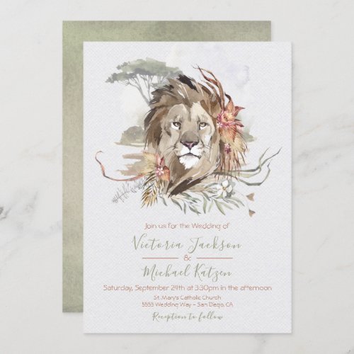 Tropical Jungle Lion Wedding invitations