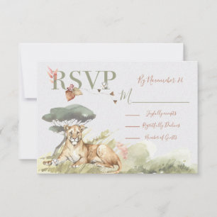 Tropical Jungle Lion Wedding response cards RSVP