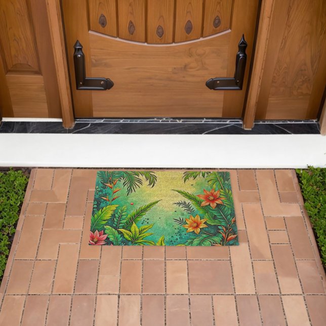 Tropical Jungle Lush Paradise Design Fiber Doormat (Insitu (Outdoor))