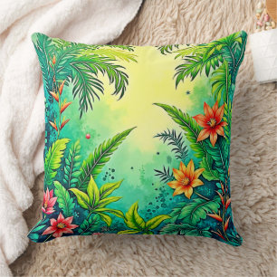 Tropical Jungle Lush Paradise Design Throw Pillow