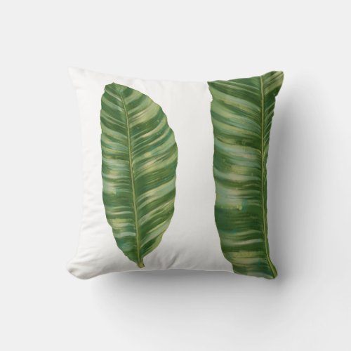 Tropical Jungle Modern Banana Leaf Greenery Green Throw Pillow