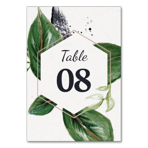 Tropical jungle modern greenery leafage  table number