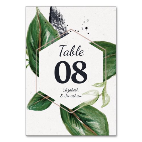 Tropical jungle modern greenery leafage table number