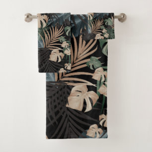 Tropical Jungle Night Leaves 13 - Repeating Bath Towel Set