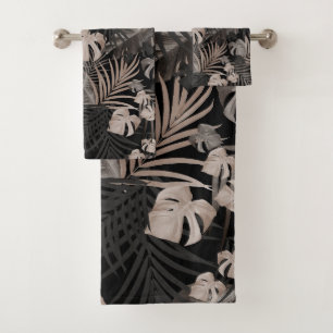 Tropical Jungle Night Leaves 8 - Repeating Bath Towel Set