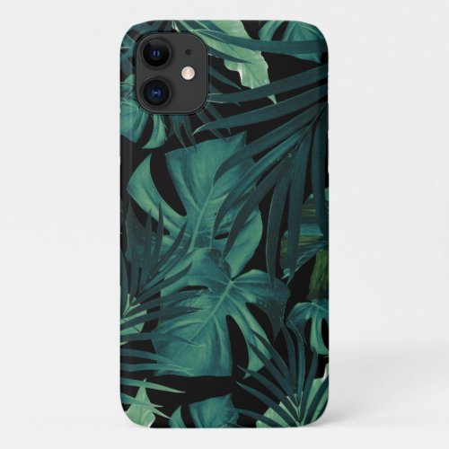 Tropical Jungle Night Leaves Pattern 1 tropical iPhone 11 Case