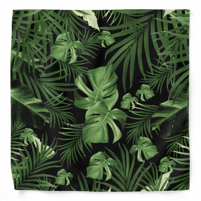 Tropical Jungle Night Leaves Pattern #5 (2020) Bandana (Front)