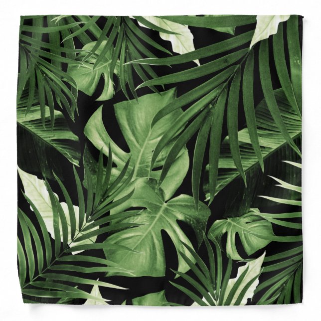 Tropical Jungle Night Leaves Pattern #5 Bandana (Front)