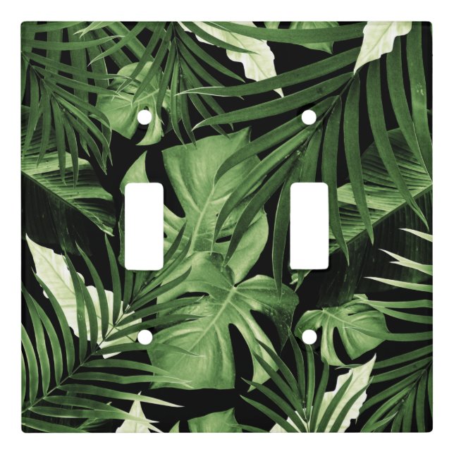 Tropical Jungle Night Leaves Pattern #5 Light Switch Cover (Front)