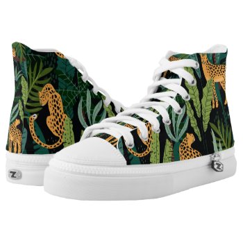 Tropical Jungle Ounces Pattern High-top Sneakers by Design_XD at Zazzle