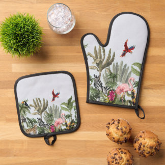 Tropical Jungle Oven Mitt & Pot Holder Set