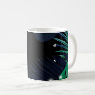 Tropical Jungle Overlapping Palm Monstera Leaves Coffee Mug