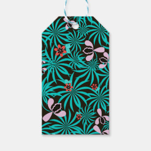 Tropical jungle palm leaves orchid flowers bloom c gift tags