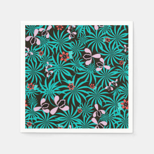 Tropical jungle palm leaves orchid flowers bloom c napkins