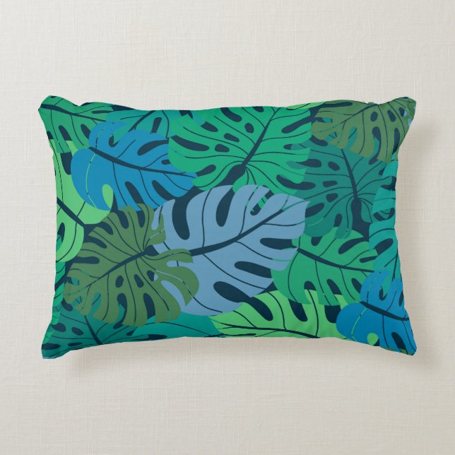 Tropical Jungle Palm Seamless Pattern Accent Pillow (Front)