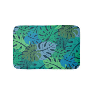 Tropical Jungle Palm Seamless Pattern Bath Mat