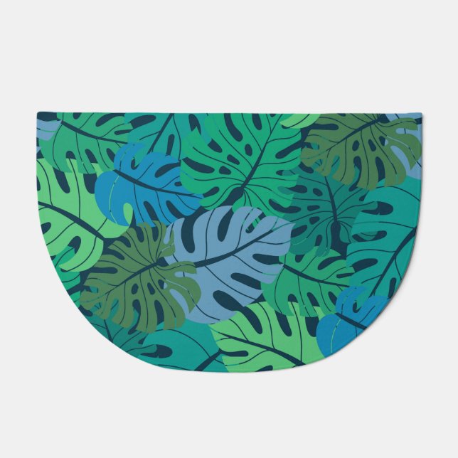 Tropical Jungle Palm Seamless Pattern Doormat (Front)