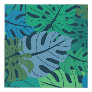 Tropical Jungle Palm Seamless Pattern Faux Canvas Print