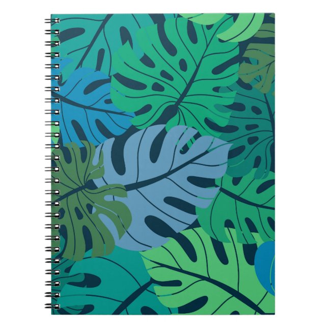 Tropical Jungle Palm Seamless Pattern Notebook (Front)