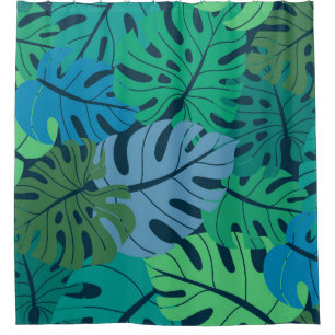 Tropical Jungle Palm Seamless Pattern Shower Curtain