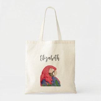 Tropical Jungle Parrot Drawing Colorful Macaw Tote Bag