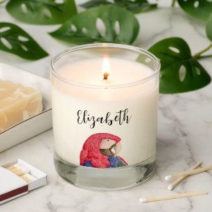 Tropical Jungle Parrot Drawing Macaw Scented Candle