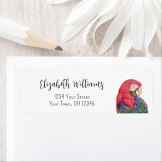 Tropical Jungle Parrot Drawing Return Address Label