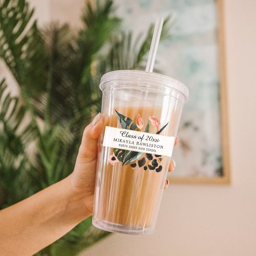 Tropical Jungle Pink Floral Graduation Acrylic Tumbler