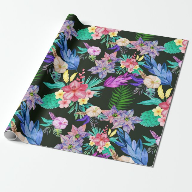 Tropical Jungle Plants Wrapping Paper (Unrolled)