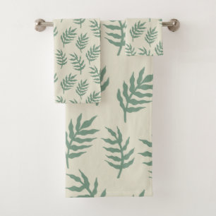 Tropical Jungle Rainforest Fern Leaves Pattern Bath Towel Set
