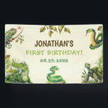 Tropical Jungle Reptile Kids Birthday Party Banner<br><div class="desc">Tropical Jungle Reptile Kids Birthday Party Banner</div>
